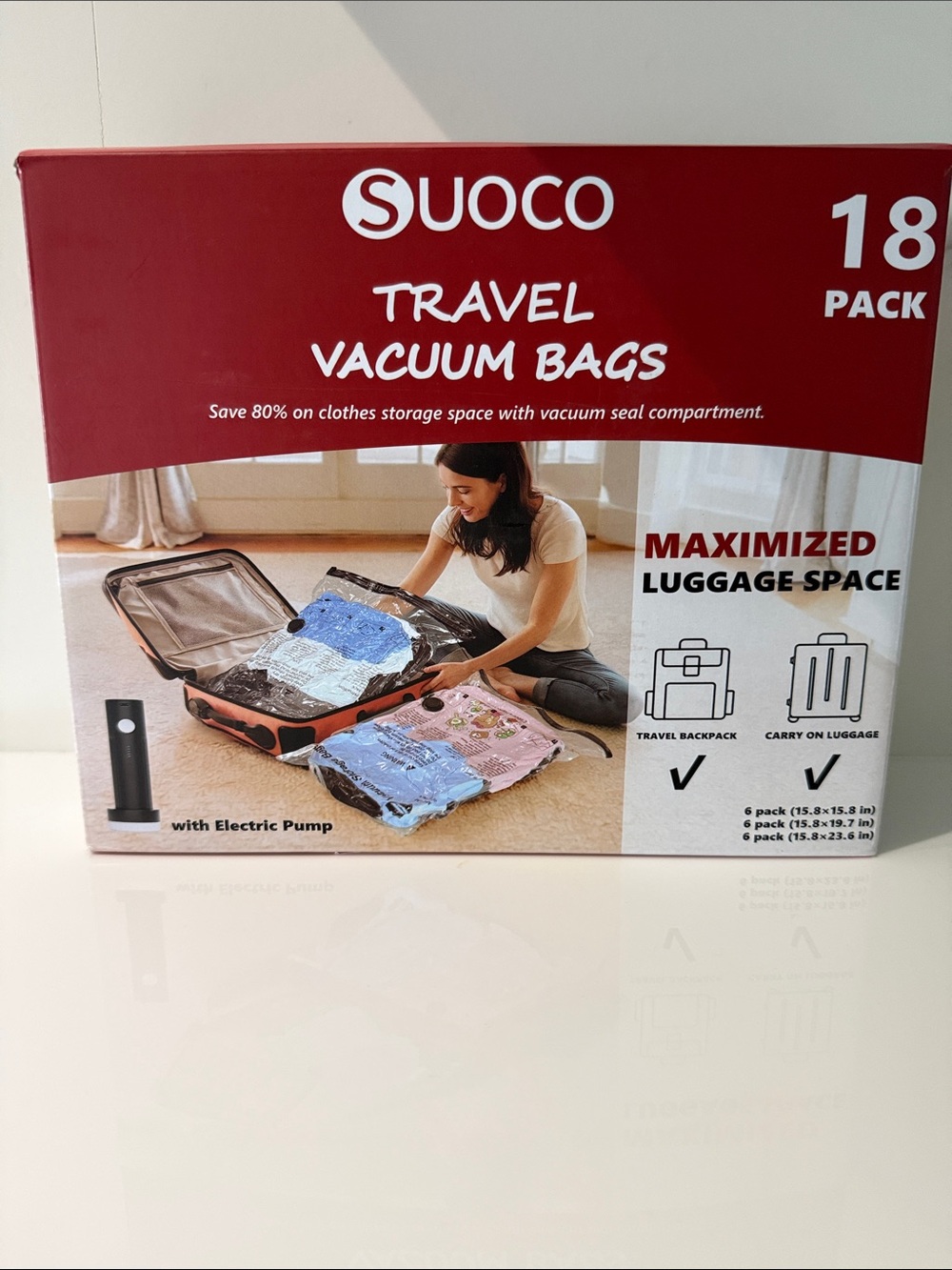 NEVER Used Suoco Travel Vacuum Bags - 3 Sizes, 18 Pack